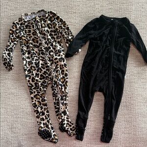 Set of 2 Posh Peanut 6-9 months Leopard and Black Baby Onesies